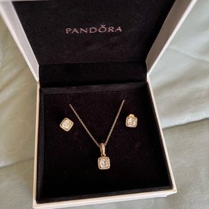 COPY - Rose gold pandora necklace and earrings set